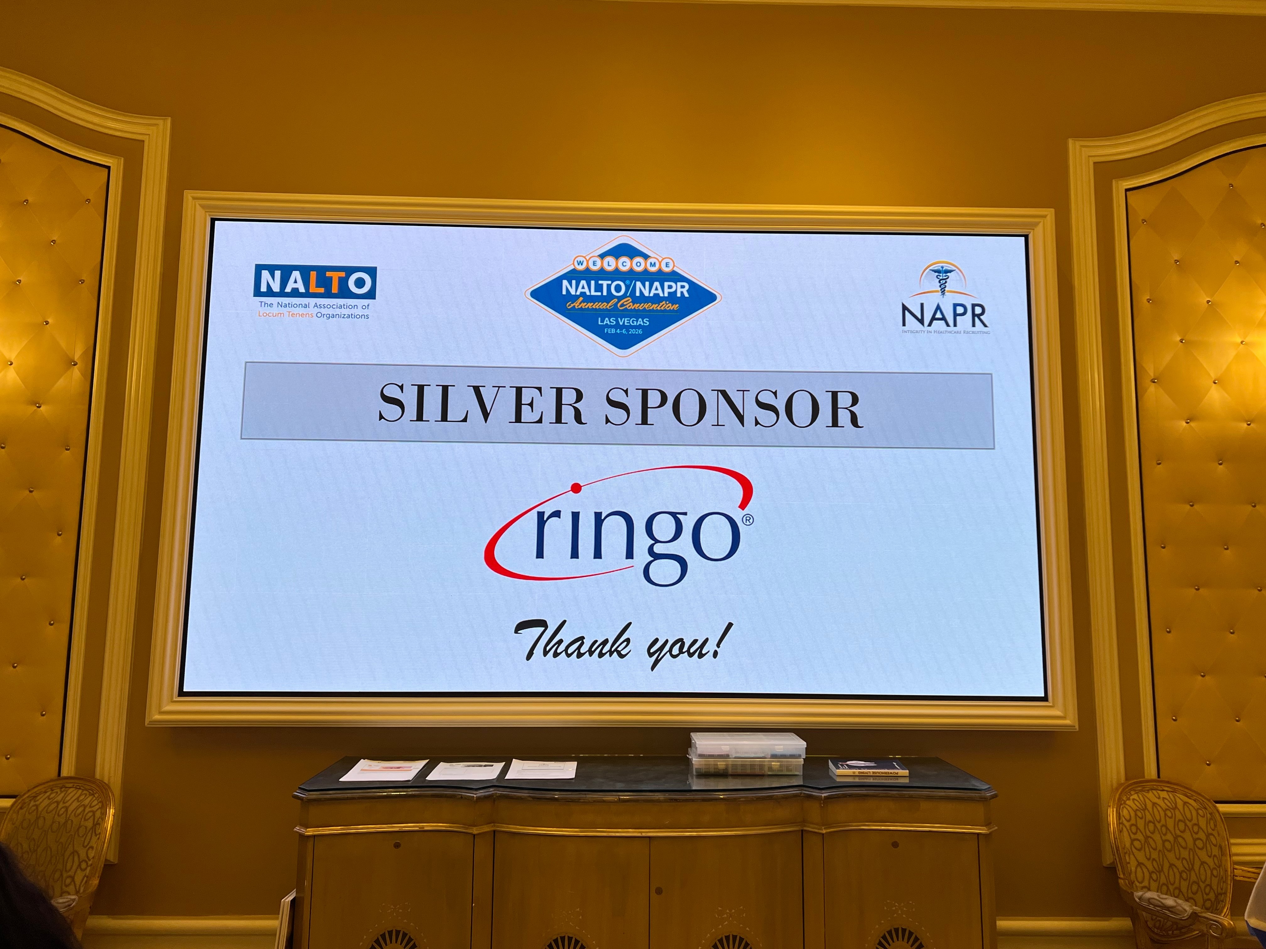 Ringo displayed as a Silver Sponsor at the NALTO NAPR Annual Convention in Las Vegas, highlighting vendor-neutral healthcare workforce management leadership.