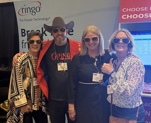Ringo team members at Booth 403 during NALTO/NAPR 2026 Convention in Las Vegas, representing a vendor-neutral healthcare workforce management solution.