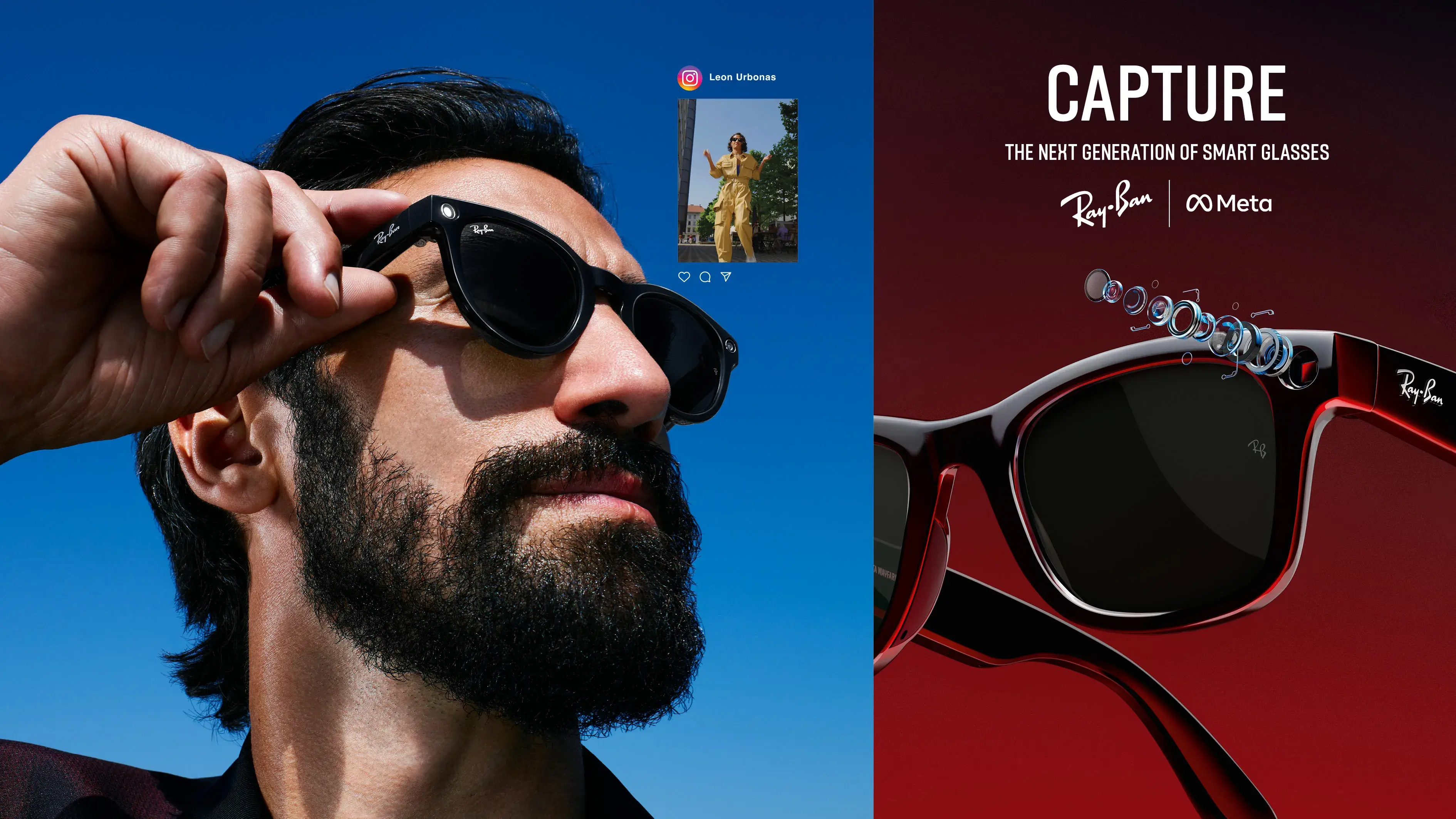 Person capturing a photo with Ray-Ban Meta smart glasses
